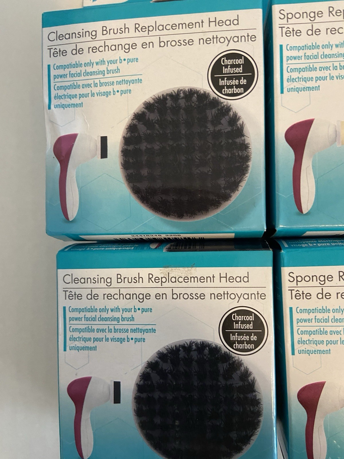 5-new B-PURE Replacement Heads 3-Cleaning Brush(2 Charcoal Infused) 2-Sponge