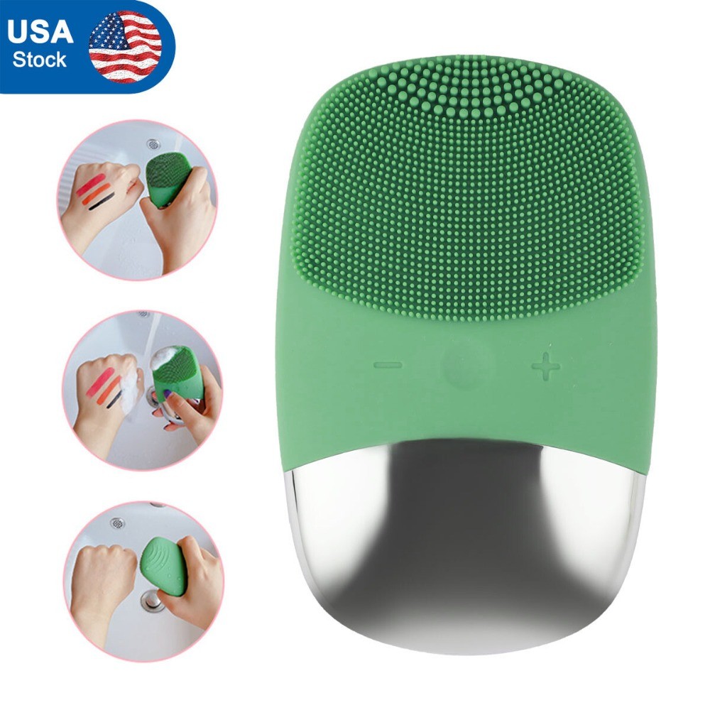 Electric Silicone Brush Skin Cleaning Facial Skin Care Waterproof Massager US