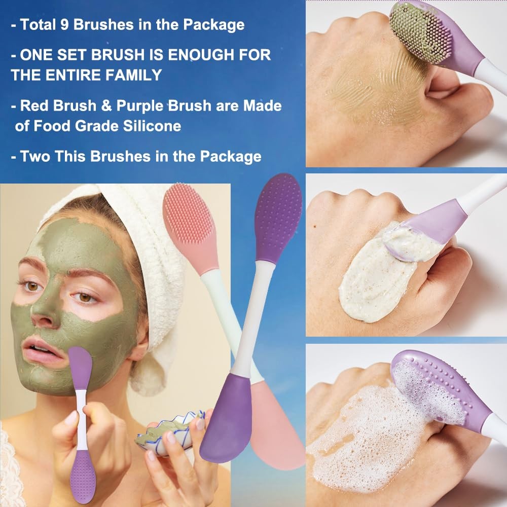 9-in-1 Face Scrubber Face Cleaning Brushes Super Soft Silicone Cleanser Brush an