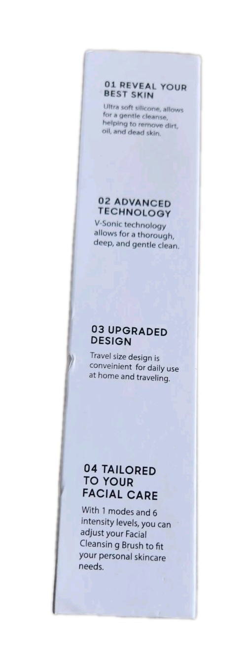 NIB! V-Sonic Silicone Facial Cleansing Brush USB 6 Intensities 13,000 Pulses