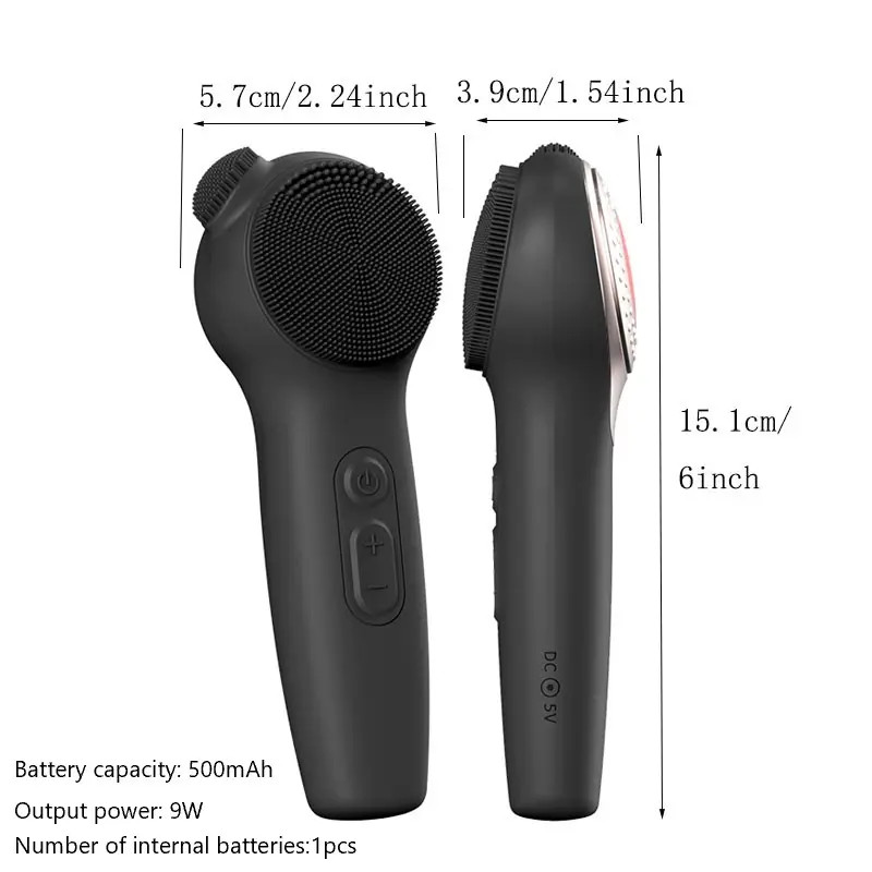 Electric Silicone Facial Cleansing Brush Sonic Face Massager LED Light Heat Ther