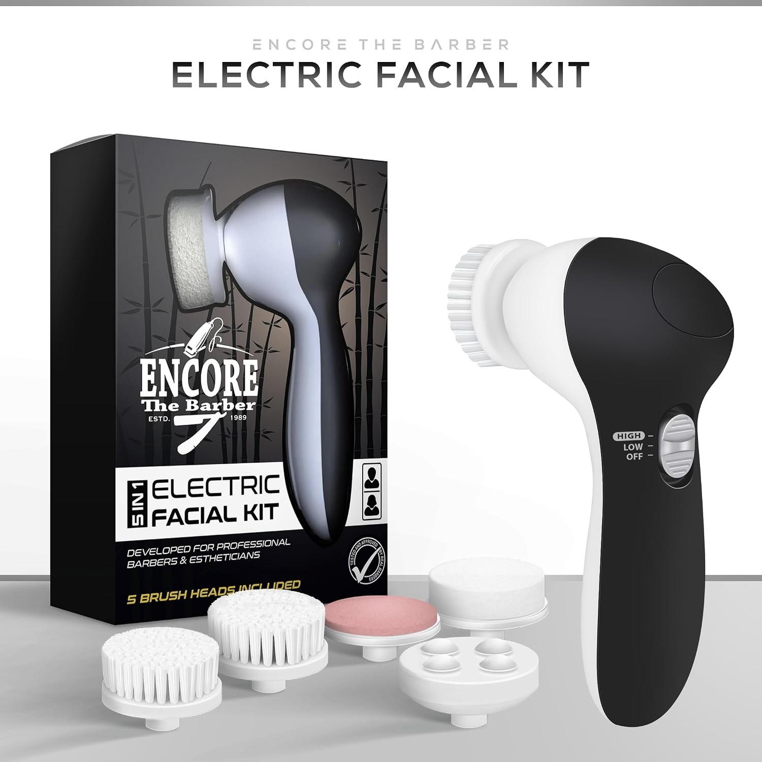 Waterproof Electric Facial Kit Cleansing Spin Brush Set with Exfoliating Brushes