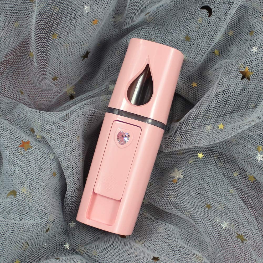 Portable Pink Nano Facial Mister with 20ml Tank & Mirror – Ideal for Hydration