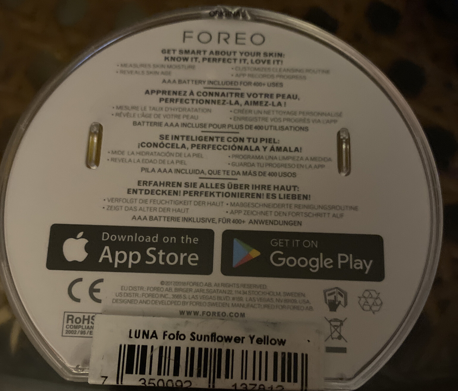 Foreo Luna fofo Facial Cleansing Brush Midnight Yellow. Silicone NEW