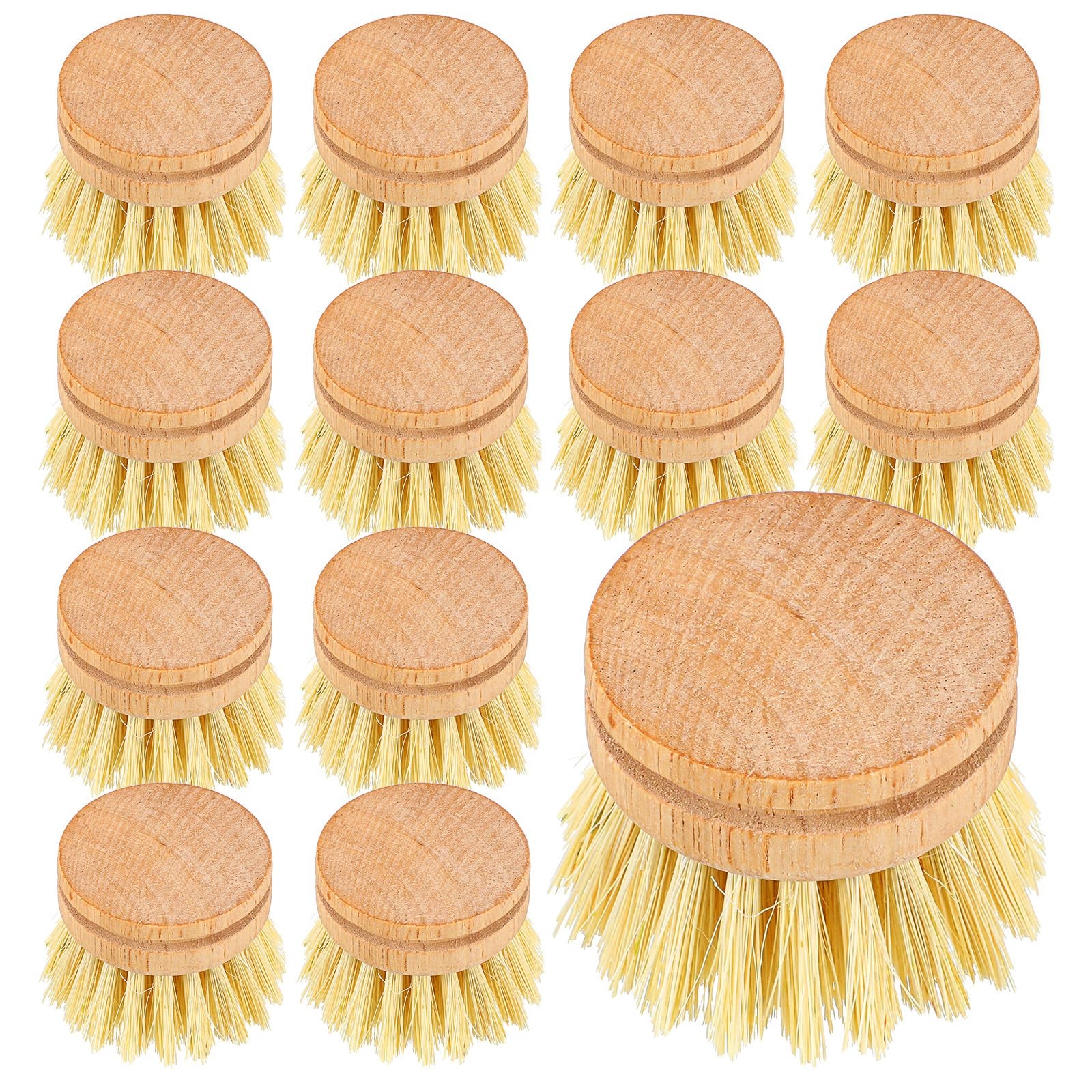12 Pcs Bamboo Dish Brush Replacement Heads, Small Wooden Dish Brushes for Cle…