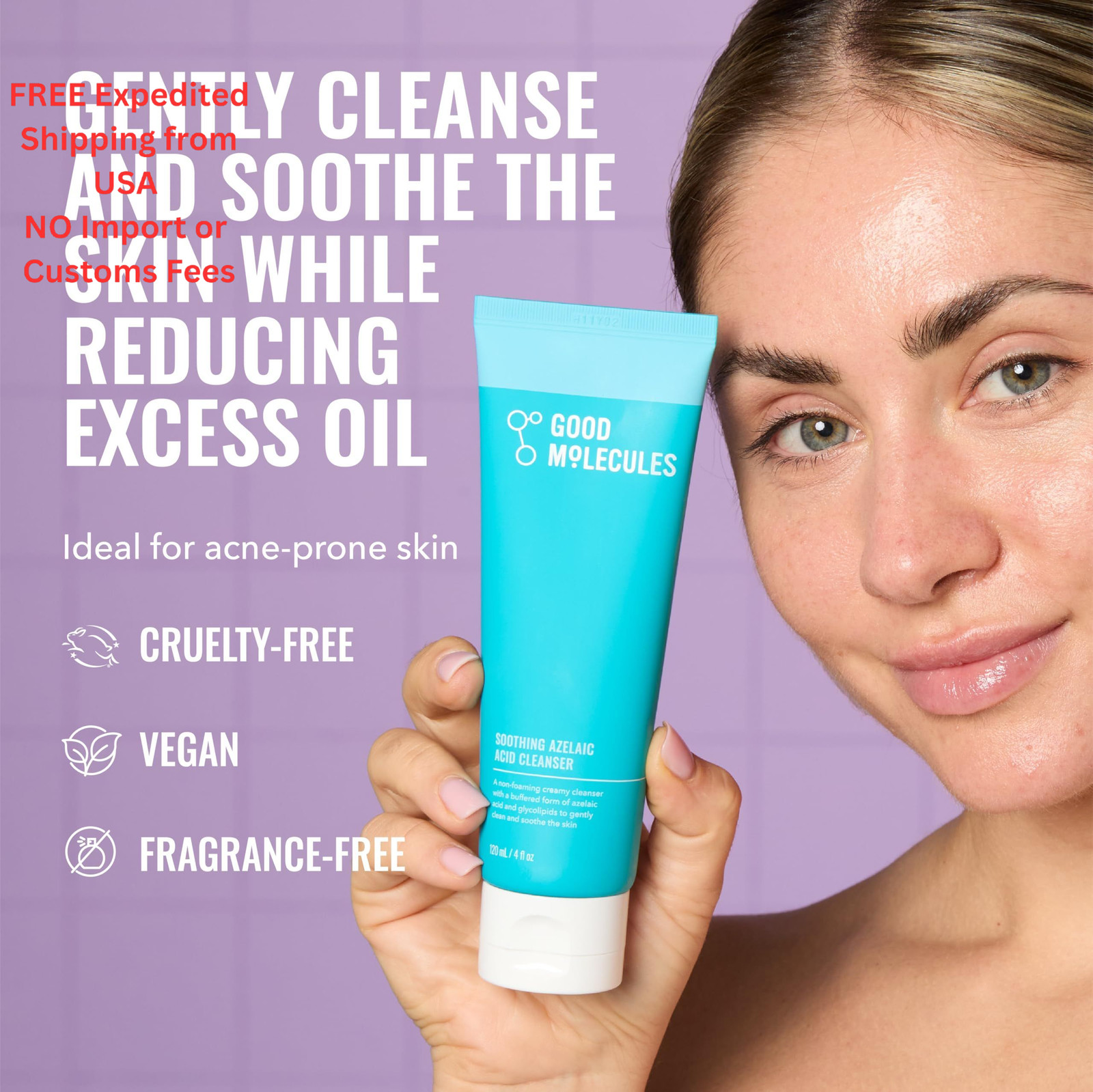 Good Molecules Soothing Azelaic Acid Cleanser – Gentle 4 Fl Oz (Pack of 1)