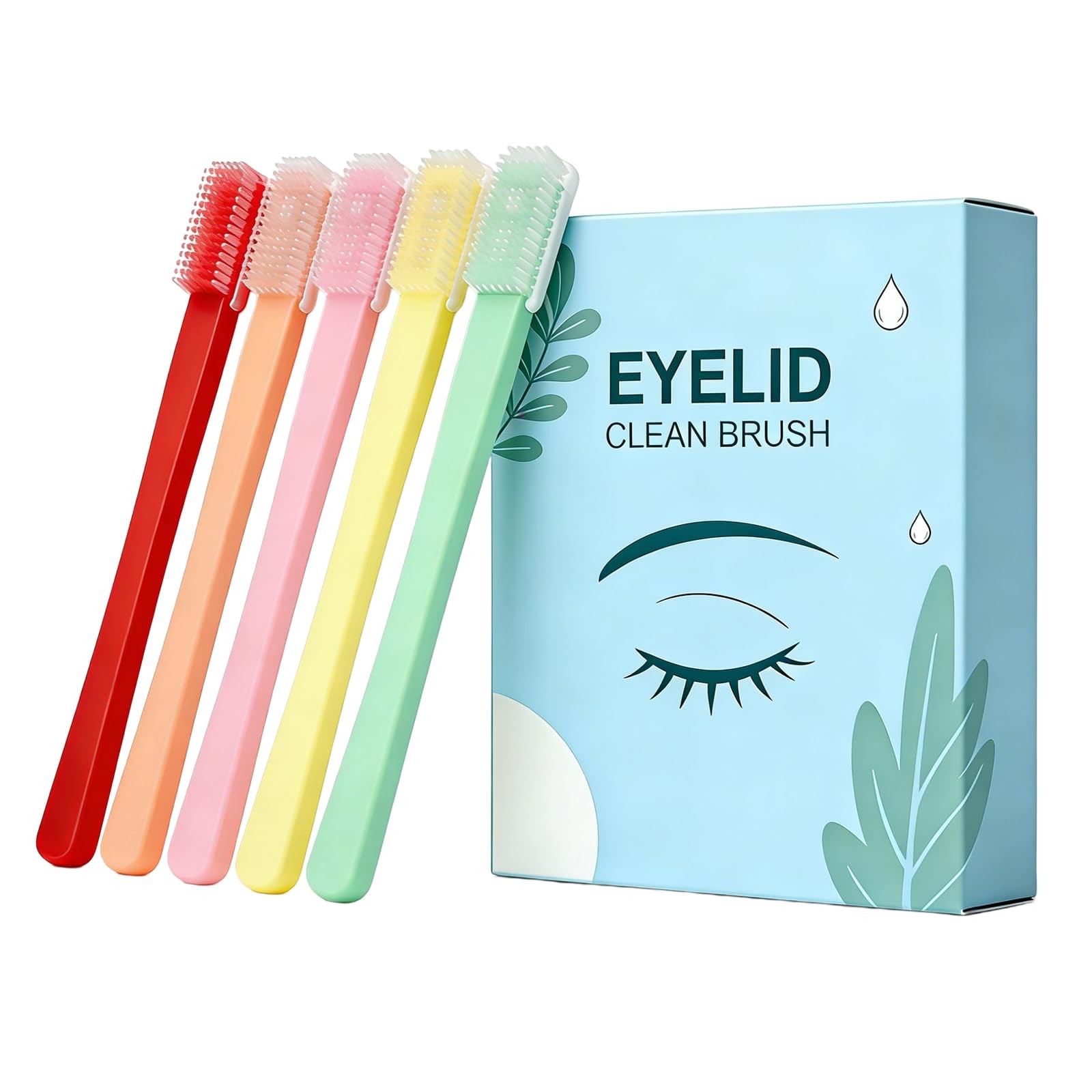 LIZICH Eyelid Brush with Soft Silicone for Sensitive 5pcs, Colorful
