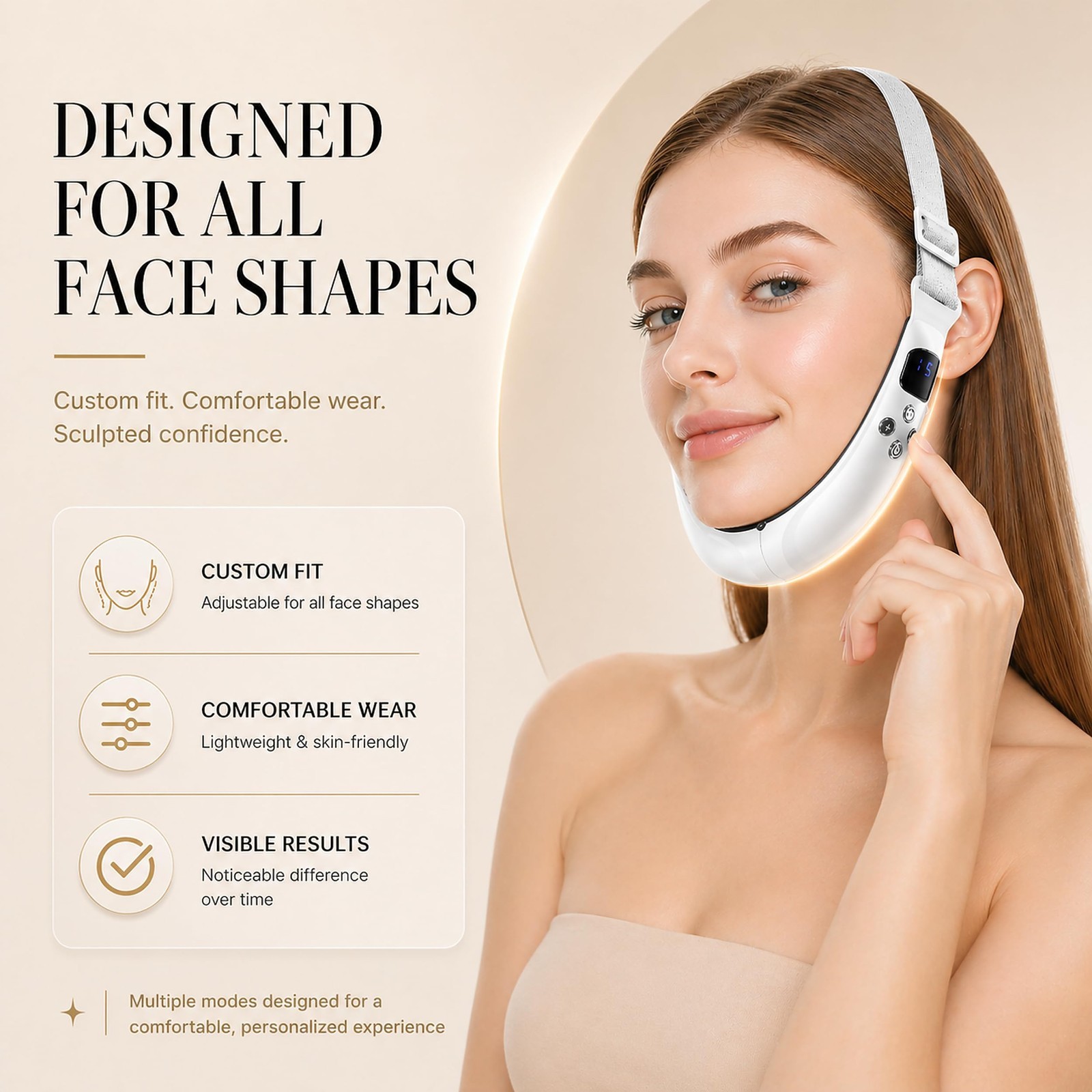 Electric Double Chin Reducer & V-Face Machine – 6 Modes, 12 Intensity Levels for
