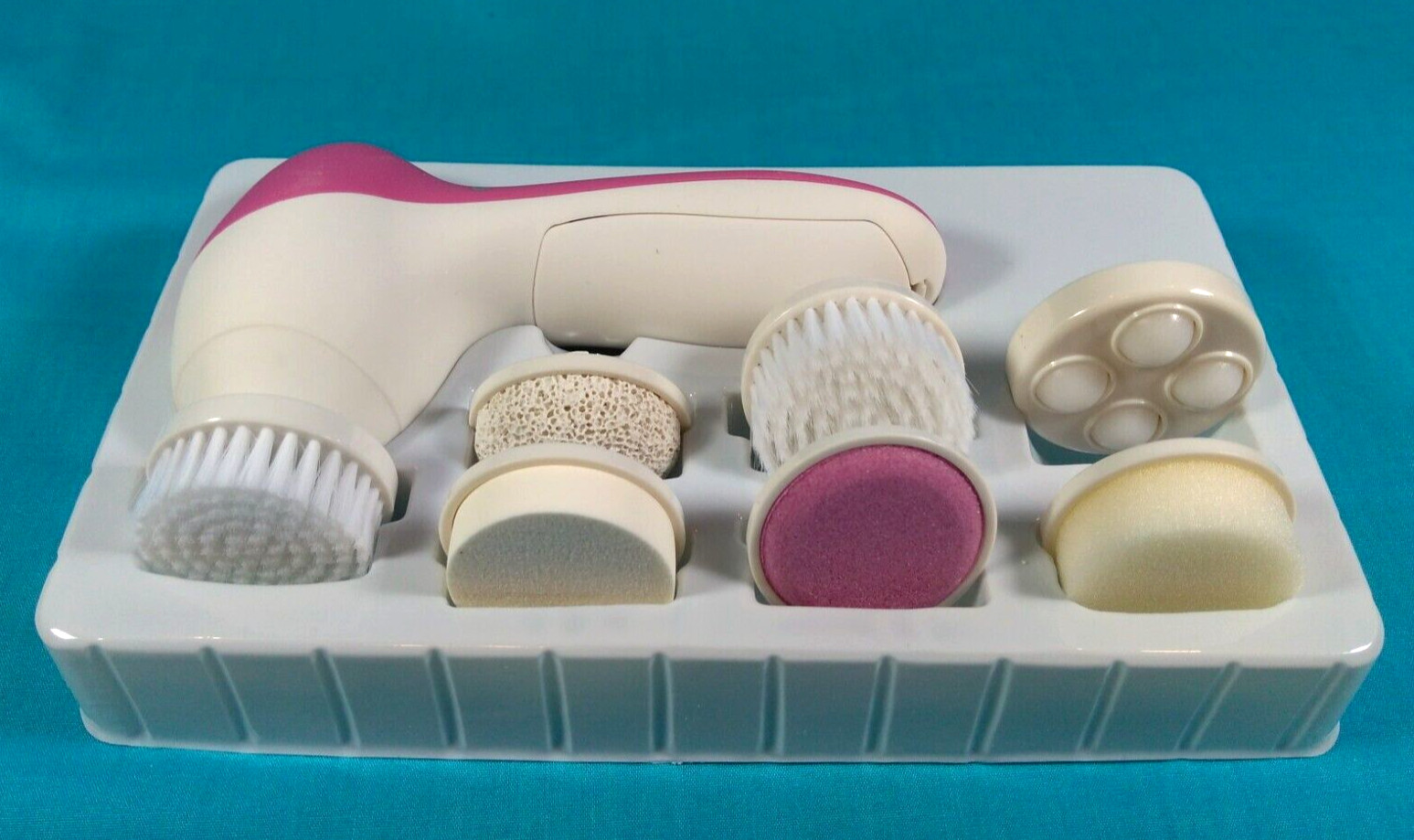NIB~PIXNOR P2016 Facial Brush 7 in 1 Facial Massager~ Clean Face Cleansing Heads