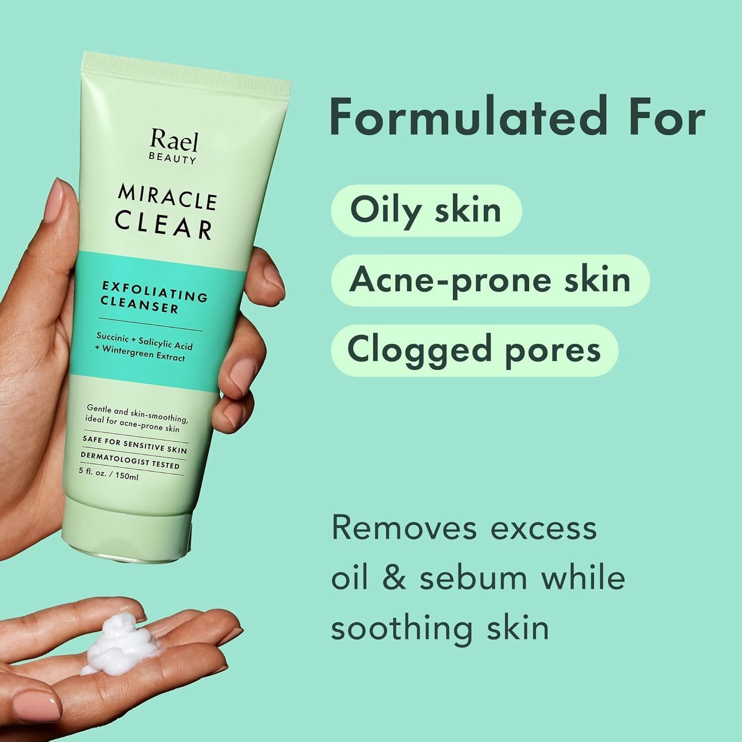 Rael Miracle Clear Facial Cleanser – Makeup 5 Fl Oz (Pack of 1), No Color