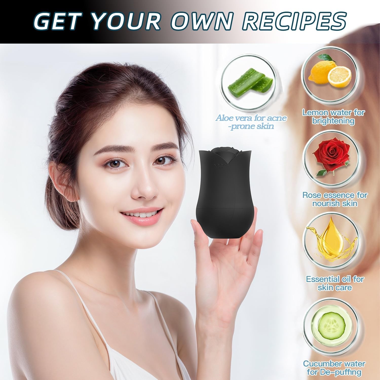 Xkmiess Ice Roller For Face，Cryo Cube Facial And Black