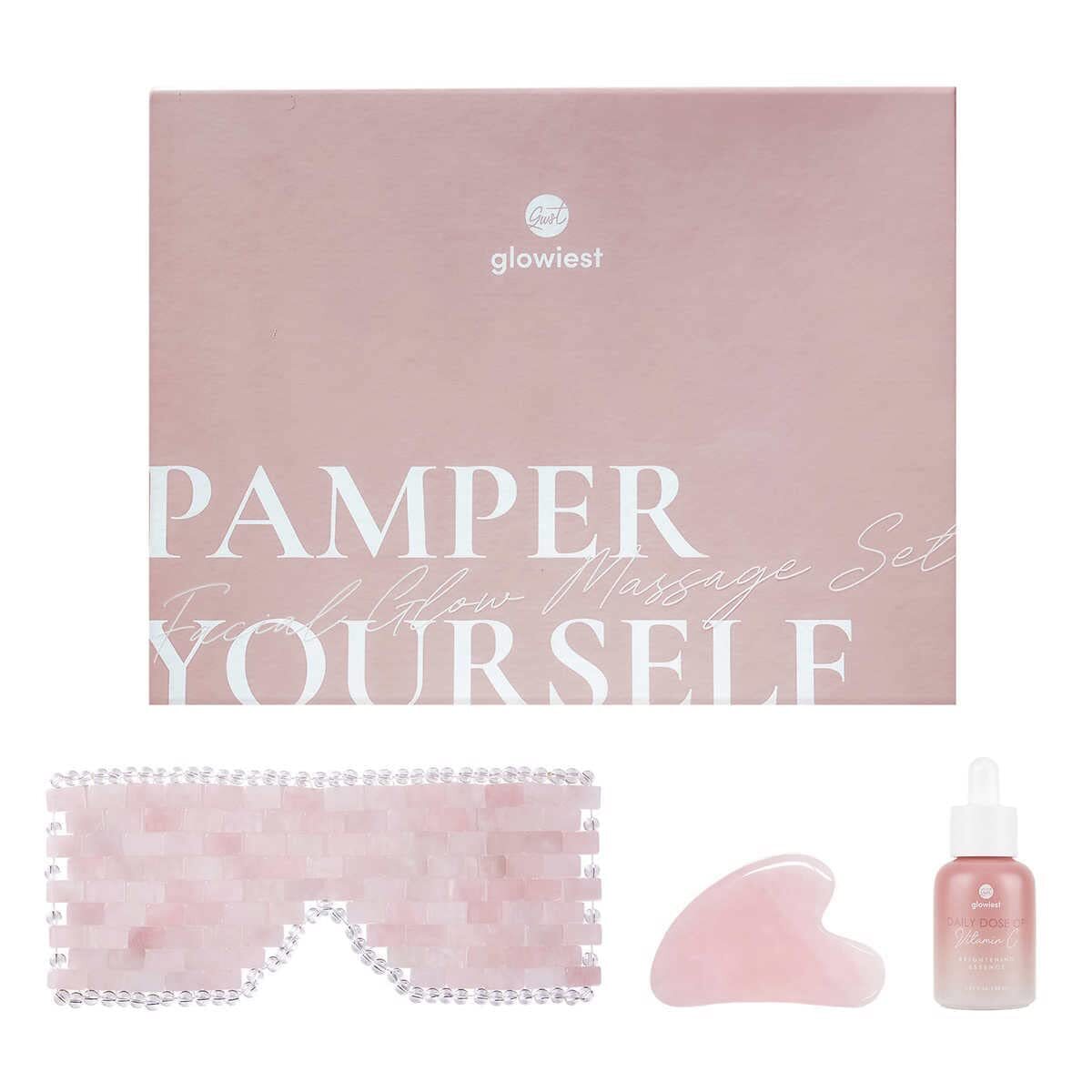 Glowiest Pamper Yourself Facial Glow Massage Set | Eye Mask | Gua Sha | Essence