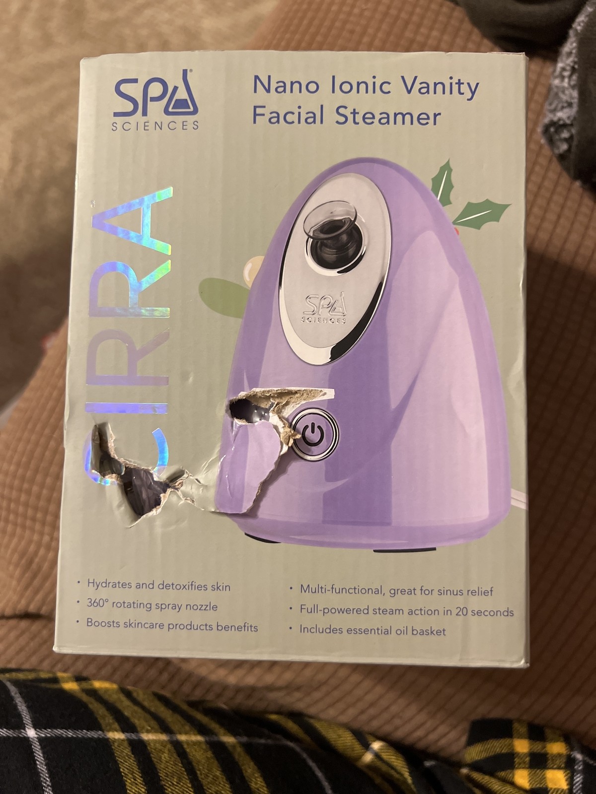 *Box damage Spa Sciences CIRRA Vanity Facial Steamer Optional Aromatherapy