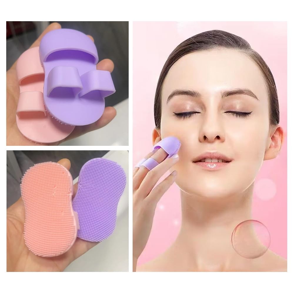 NentMent 6 Pack Face Scrubber Mini Facial Brush Silicone Blue+pink+purple