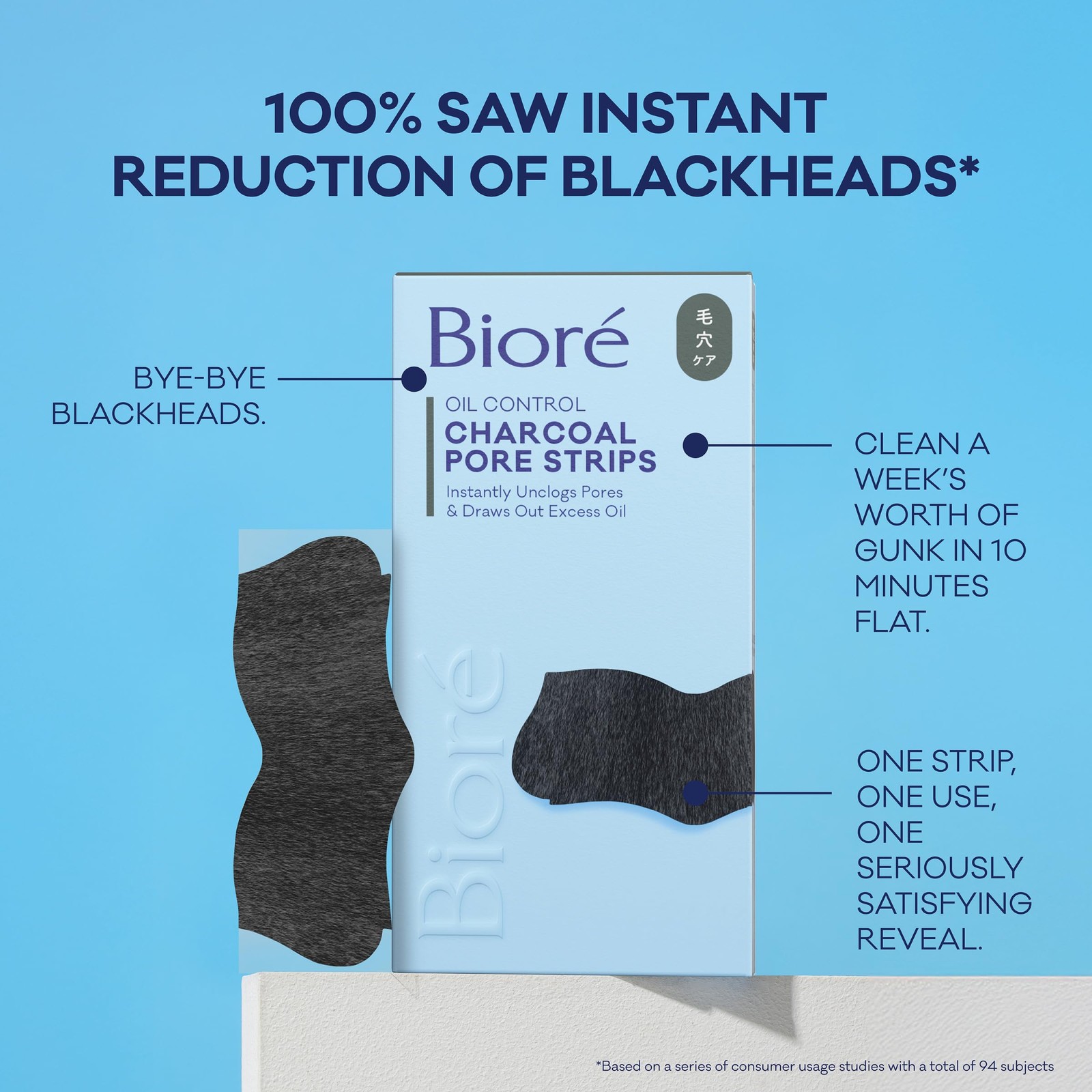 Biore Charcoal Deep Cleansing Pore Strips, Nose 18 Count (Pack of 1), White