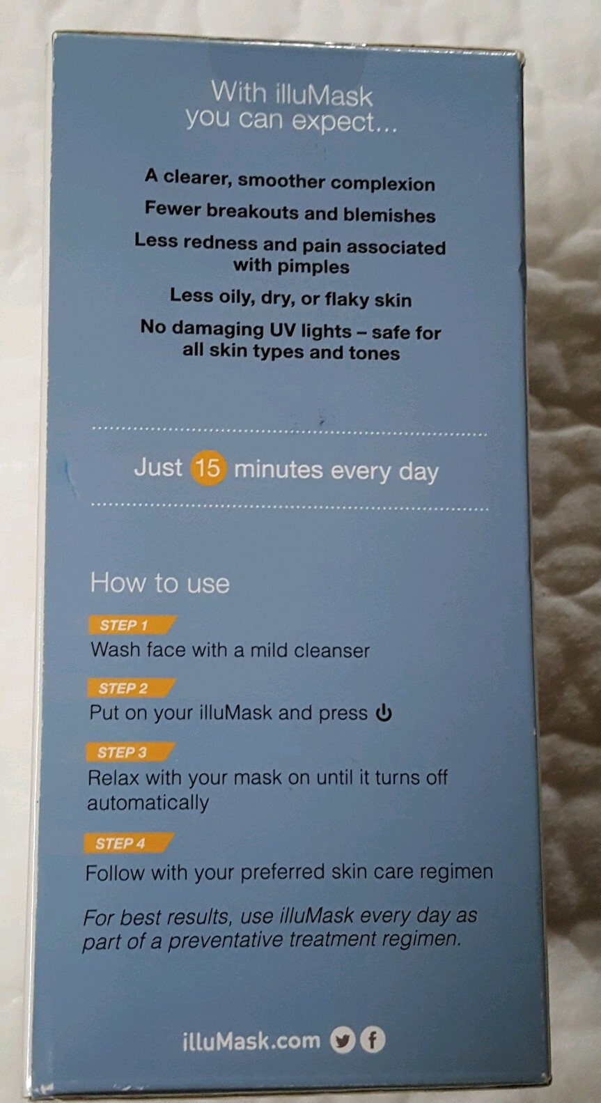 illuMask Acne Phototherapy Light Therapy Mask 30 Treatments Sealed Scuffed Box