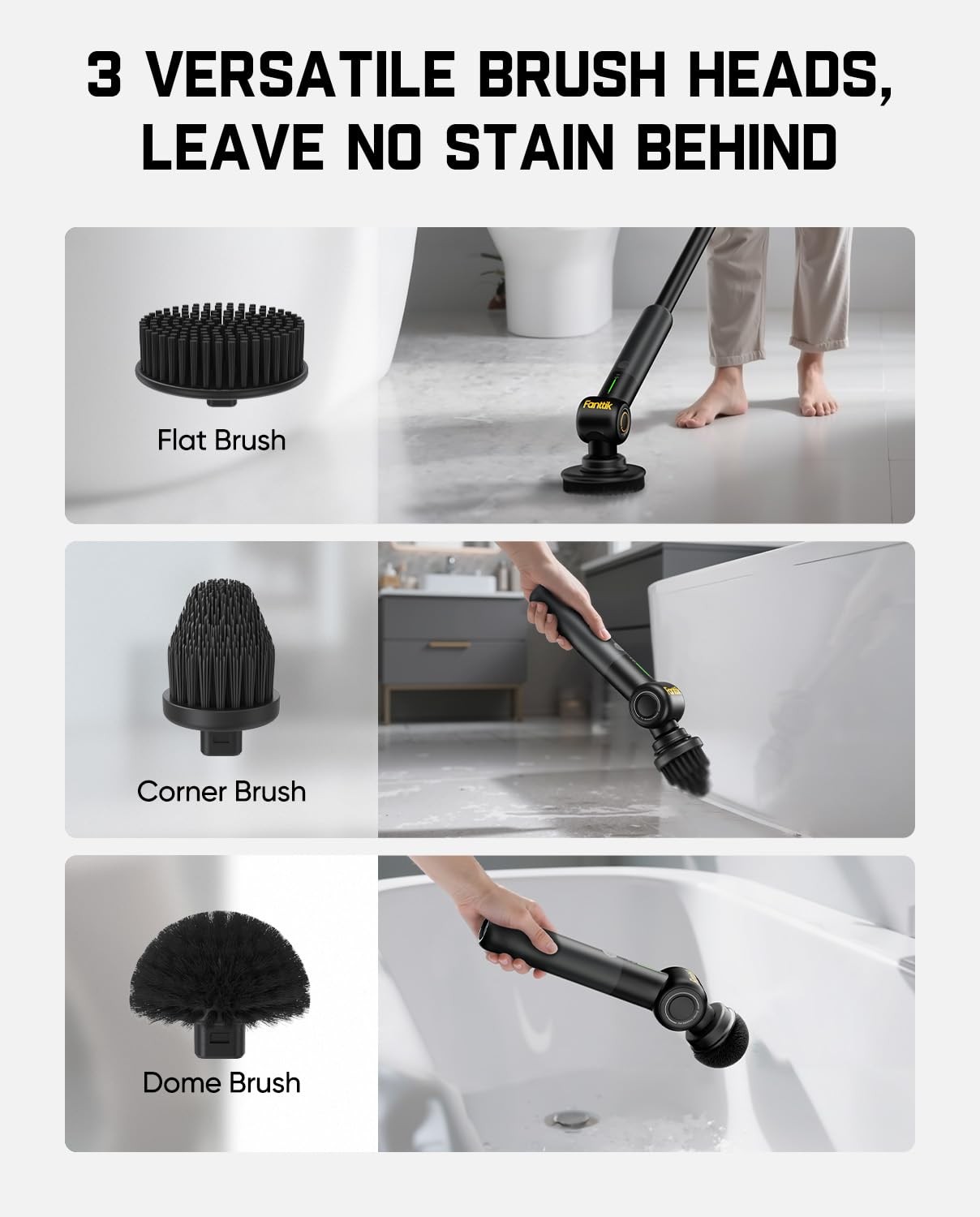 Fanttik 3 Pcs Replacement Brush Heads for Flip G9 Pro Electric Spin Scrubber,…