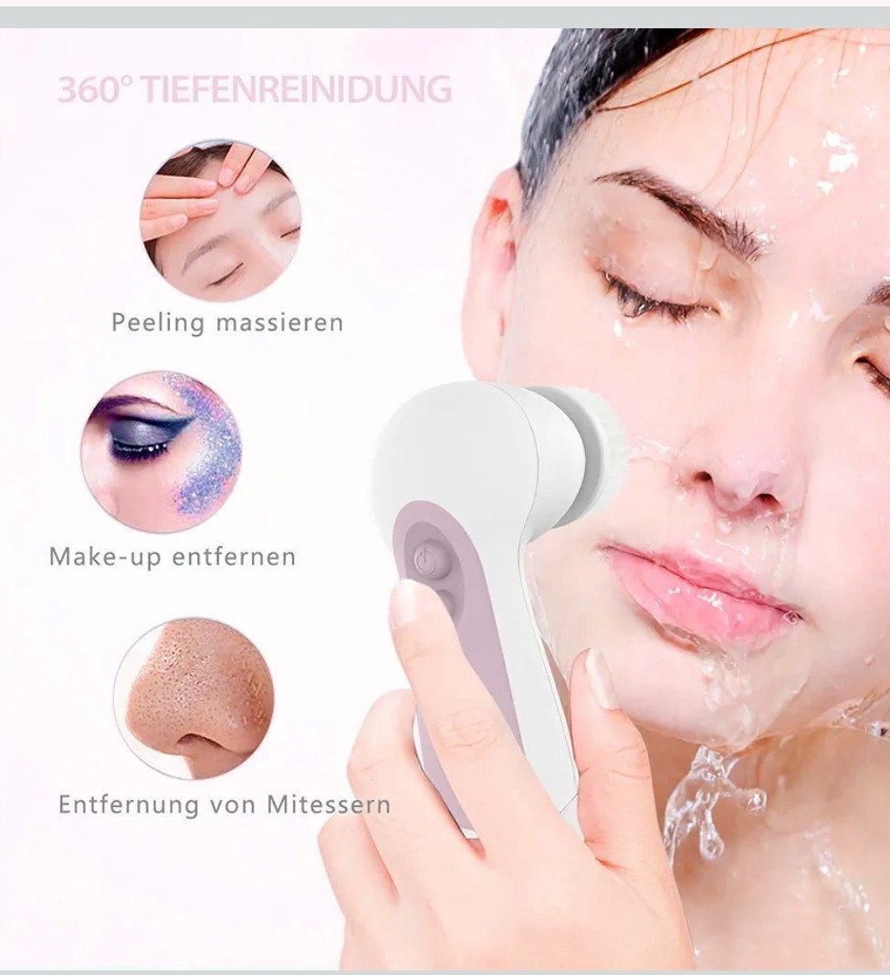 Waterproof Facial Cleansing Spin Brush Set With 5 Exfoliating Brush Heads