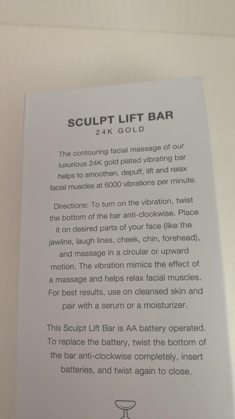 BAR SUPPLEMENT SKIN Inc SCULPT Lift 24K GOLD FACIAL MASSAGER BEAUTY TOOL Q38