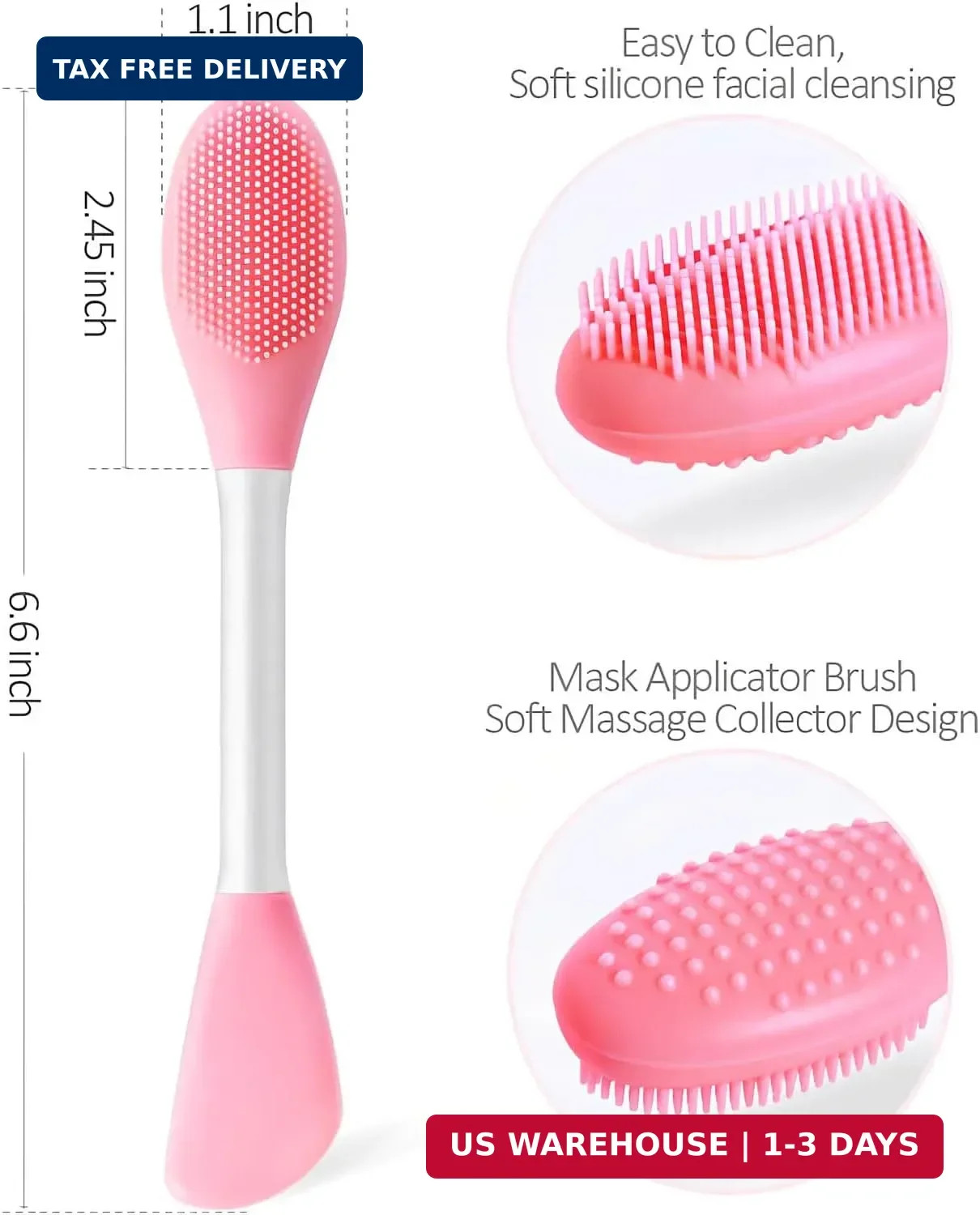 Facial Cleansing Brush,2 in 1 Silicone Face Scrubber for Exfoliating,Massaging,R