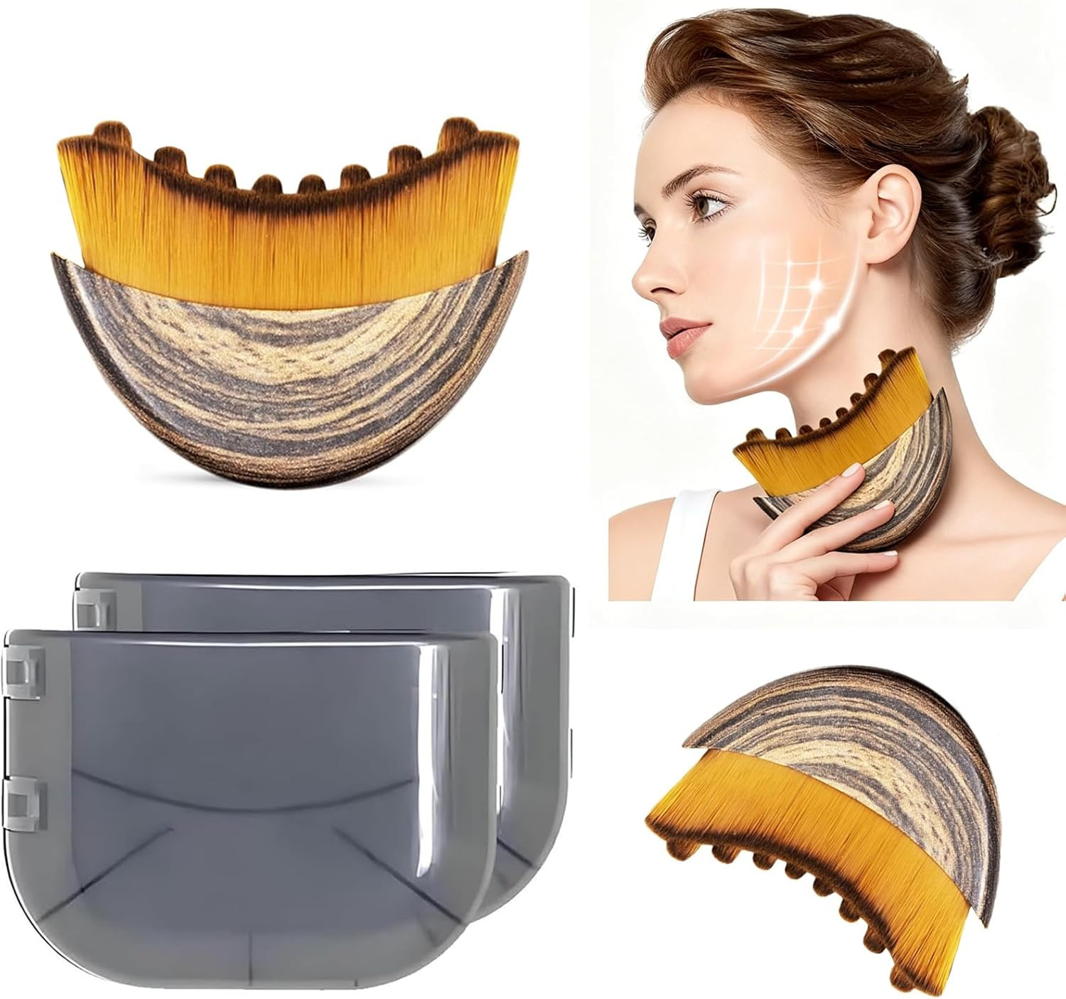 2PCS Lymphatic Contour Face Brush, Chin Jawline Sculpting Tool, Drainage Massage