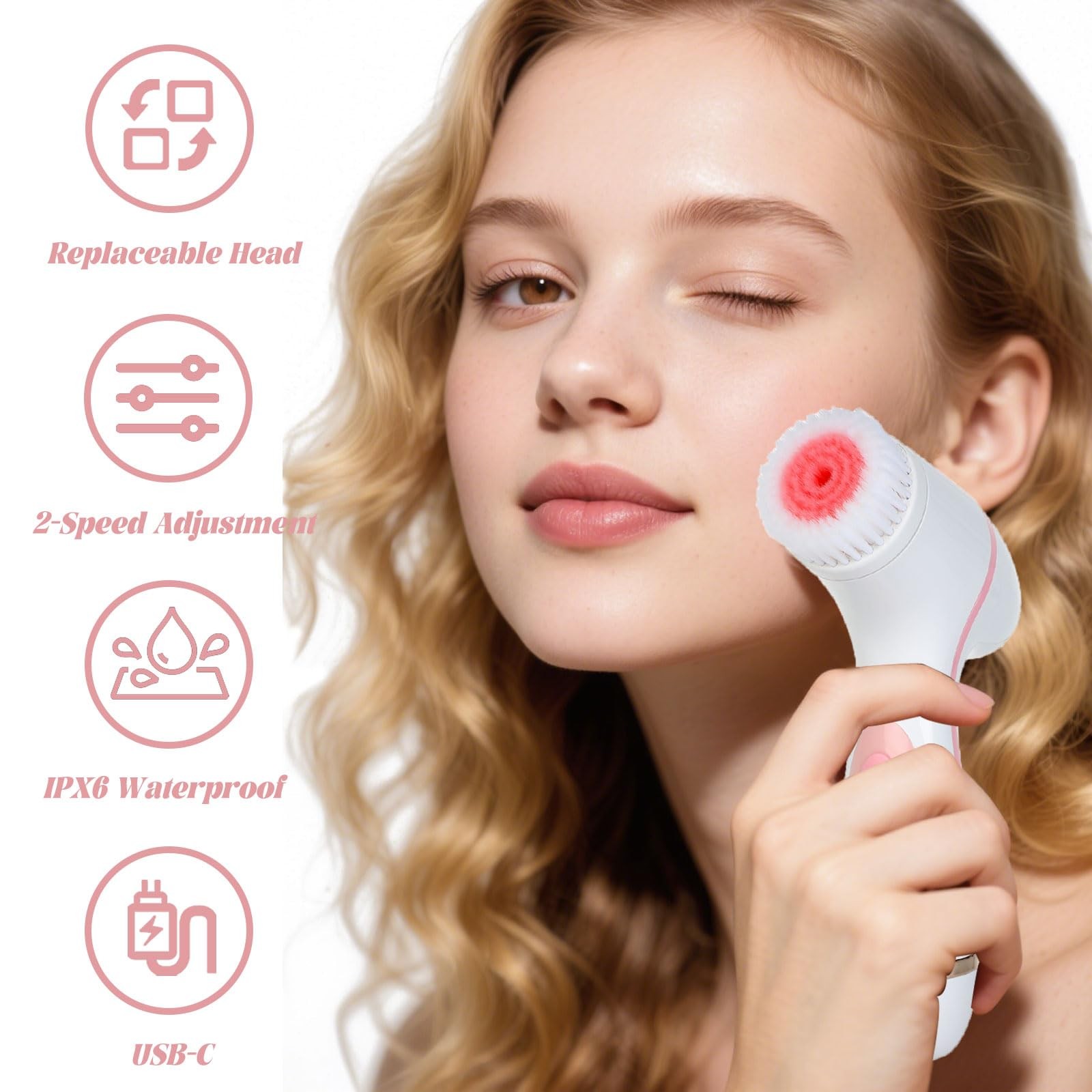 Cleansing Brush, 3in1 Silicone Scrubber, Waterproof Scrubber for Deep Cleansi…