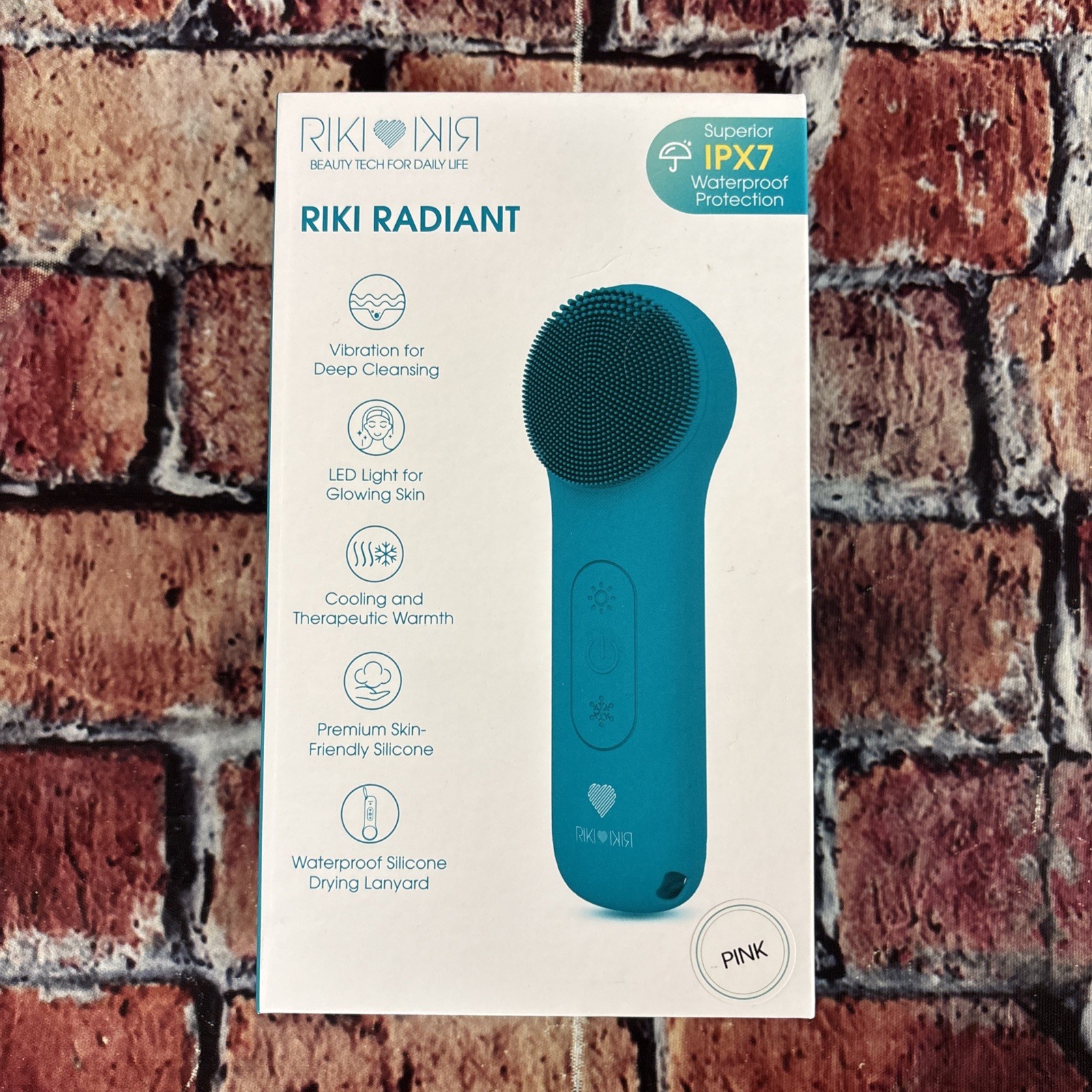 Riki Radiant Facial Cleansing Brush | New | Pink | Waterproof Silicone
