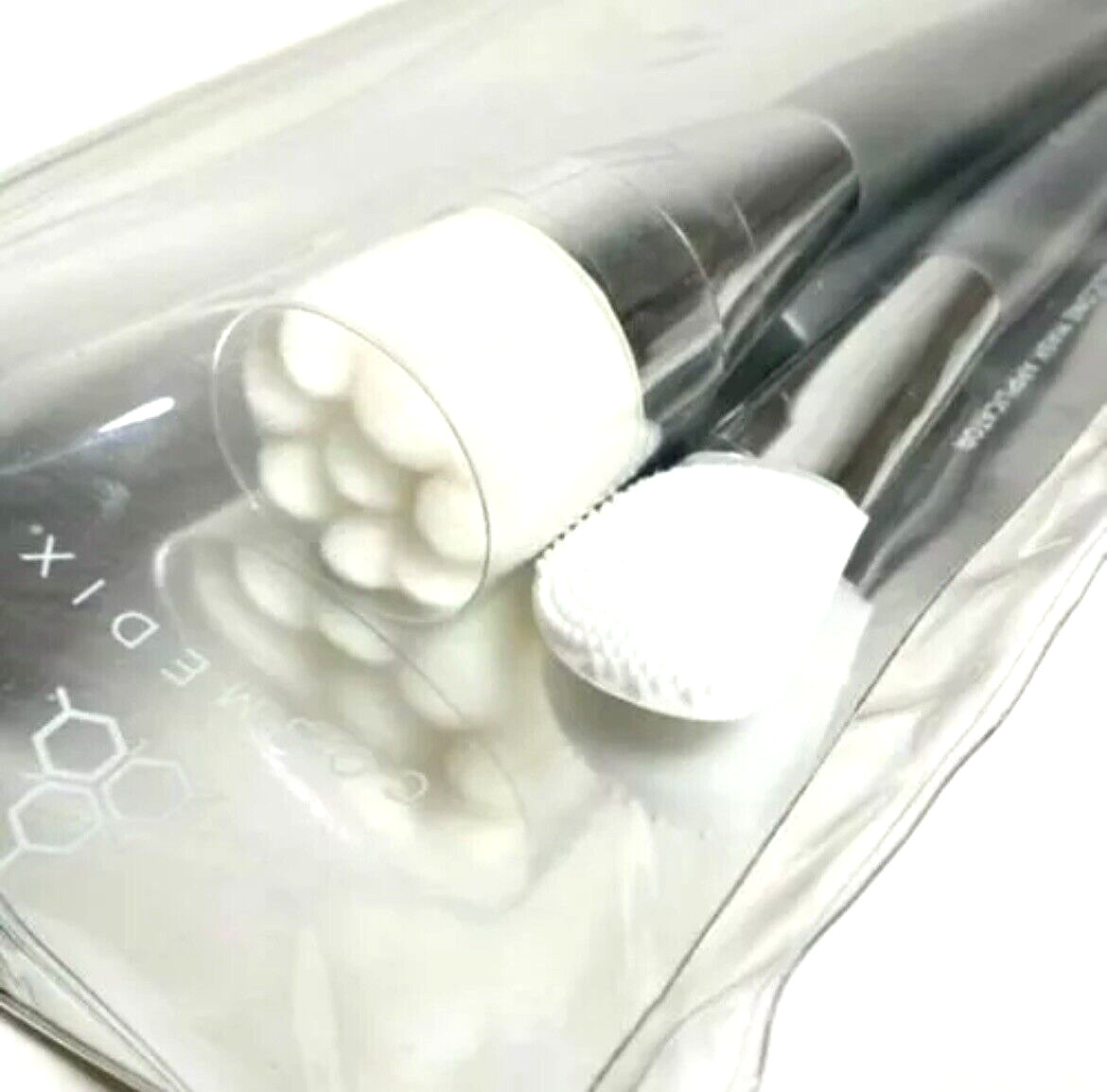 Cosmedix Cleansing Brush And Silicone Applicator Silver Set Retails at $25 NEW