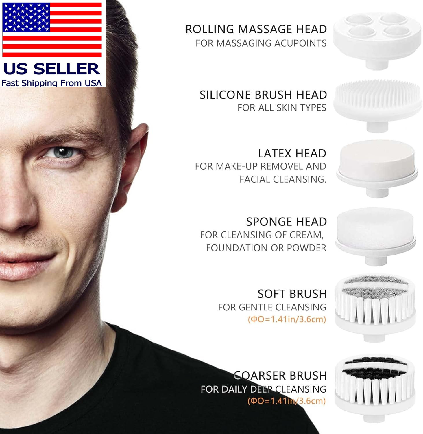 Facial Cleansing Brush Face Scrubber: Electric Face Spin Cleanser Brushes with