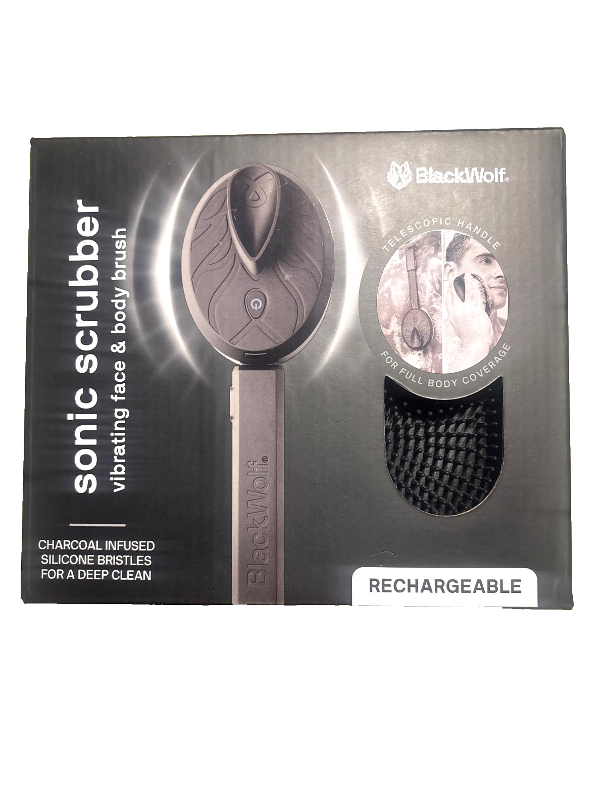 NEW & SEALED!BlackWolf Sonic Scrubber Black Vibrating Scrubber Men Rechargeable