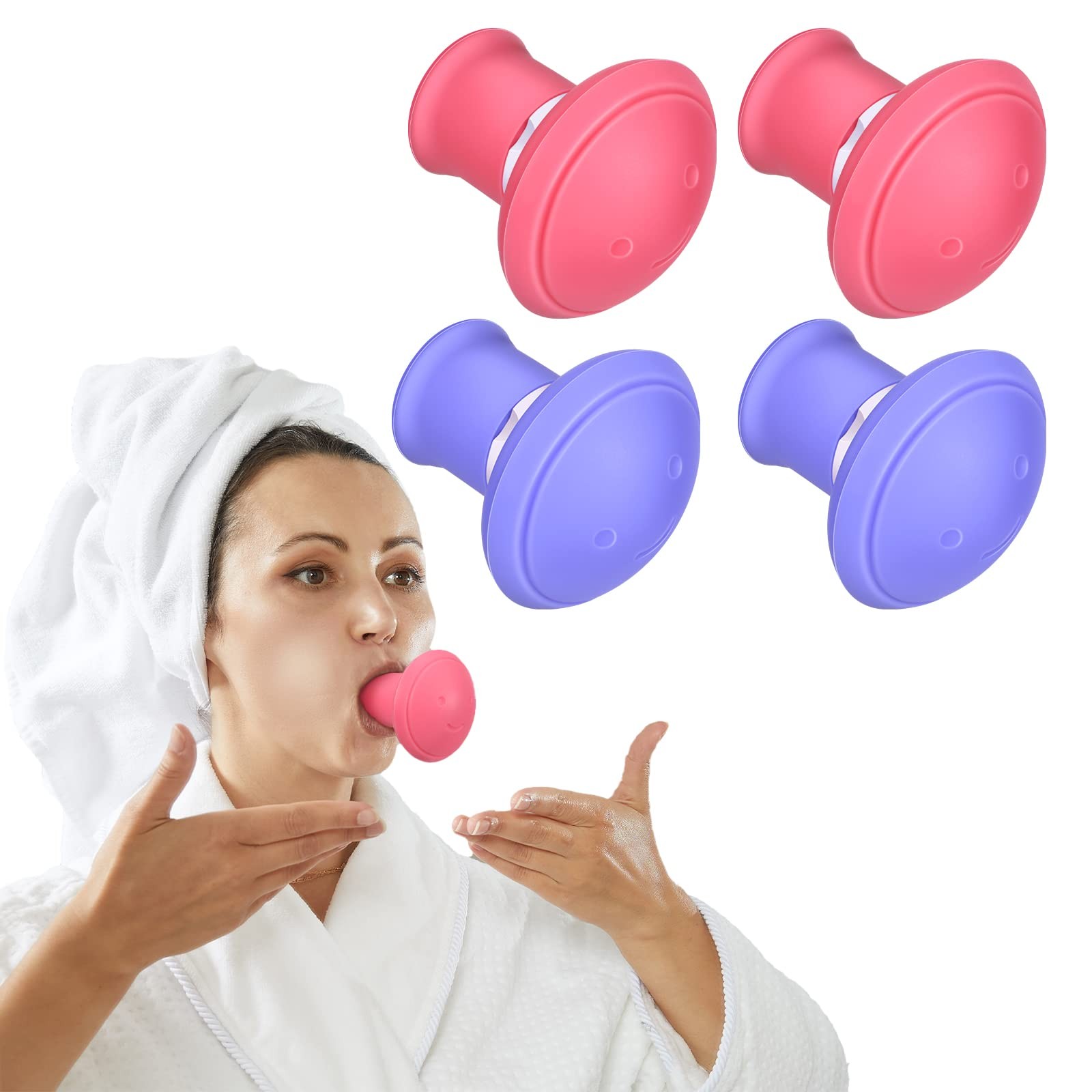 Harrycle 4 Pieces Face Exerciser 2.56 x 1.42 x Inch, Pink and Purple