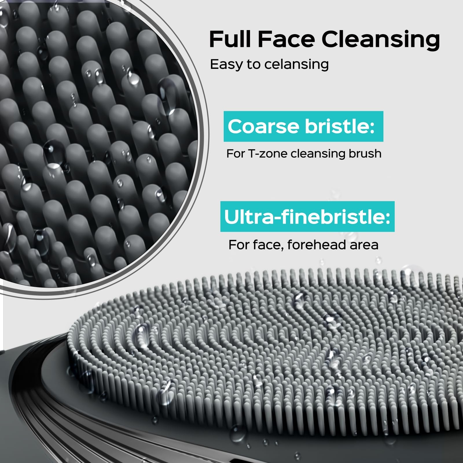 FBS01 Facial Cleansing Brush Face Scrubber: Portable Silicone Waterproof Rech…