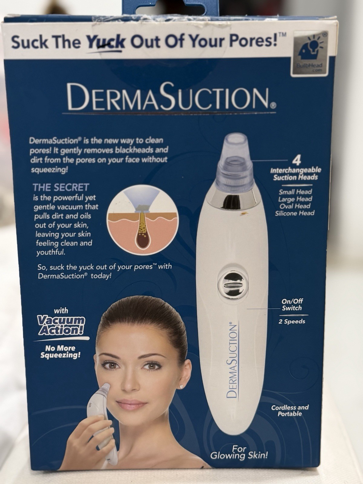 BulbHead DermaSuction Cordless Portable Pore Vacuum 2-Speed Blackhead Care