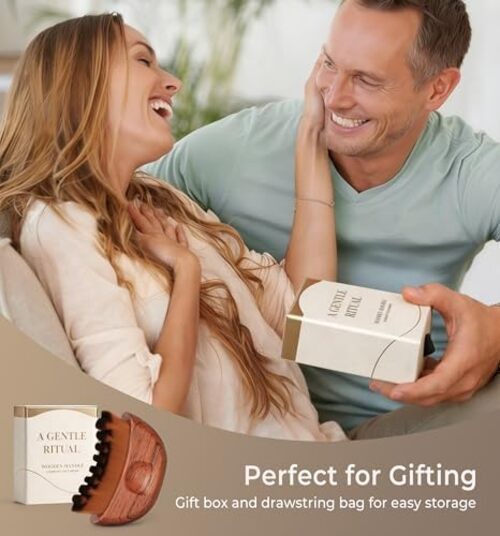 Sapele Wooden Contour Face Brush – Lymphatic Drainage