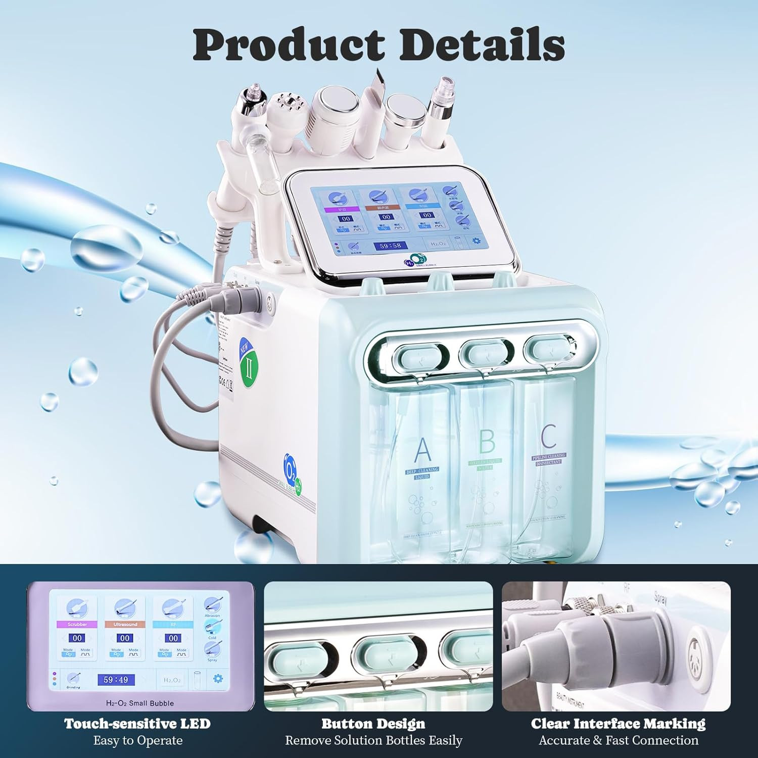 7 in 1 Multifunctional Face Care Device ，Facial Care Machine Vacuum Cleaning Jet