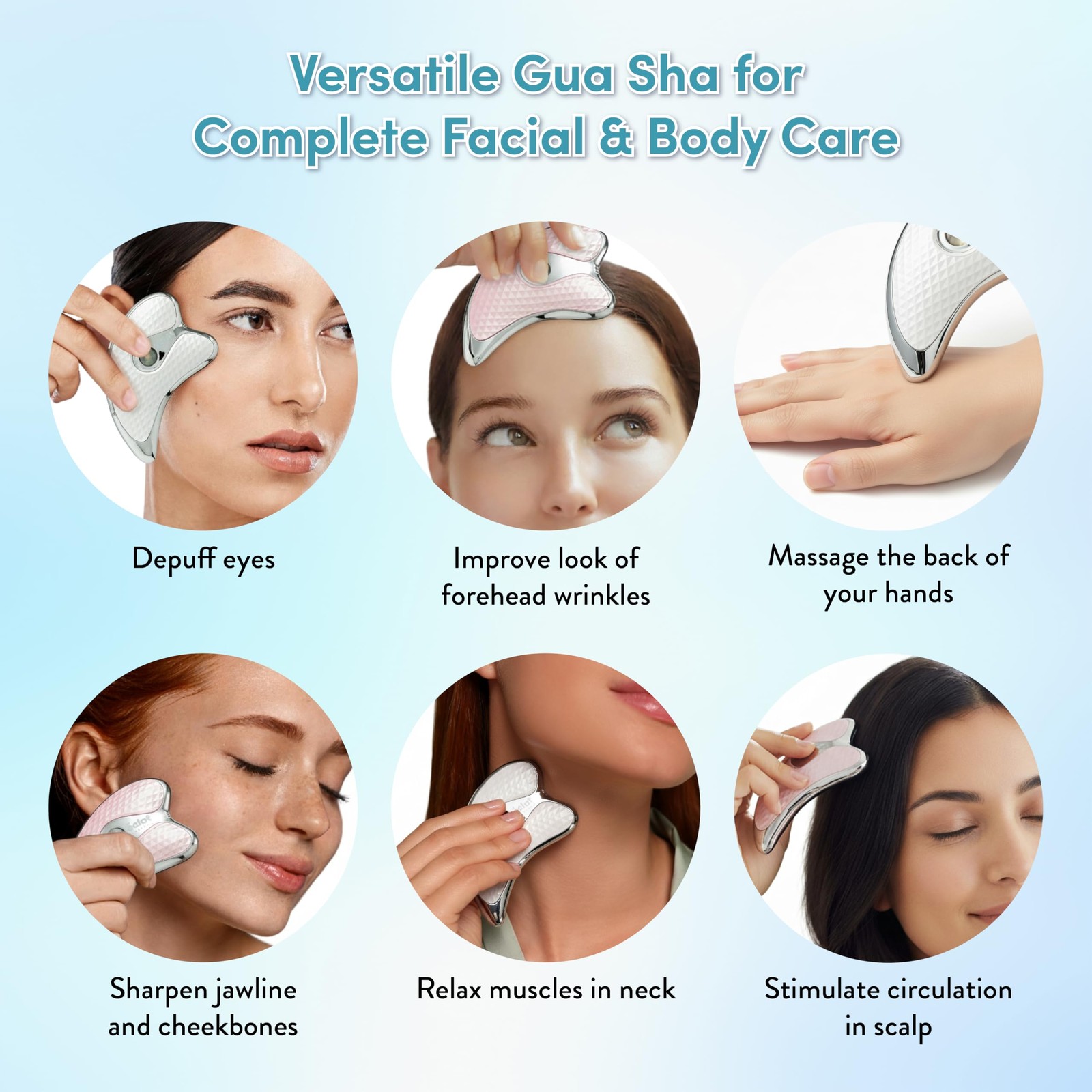 Éclat Gua Sha Facial Massager for Lymphatic Scraping Device, White