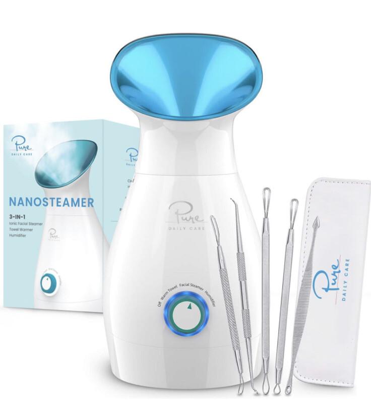 Pure Daily Care NanoSteamer Large 3-in-1 Nano Ionic Facial Steamer with 5 Piece