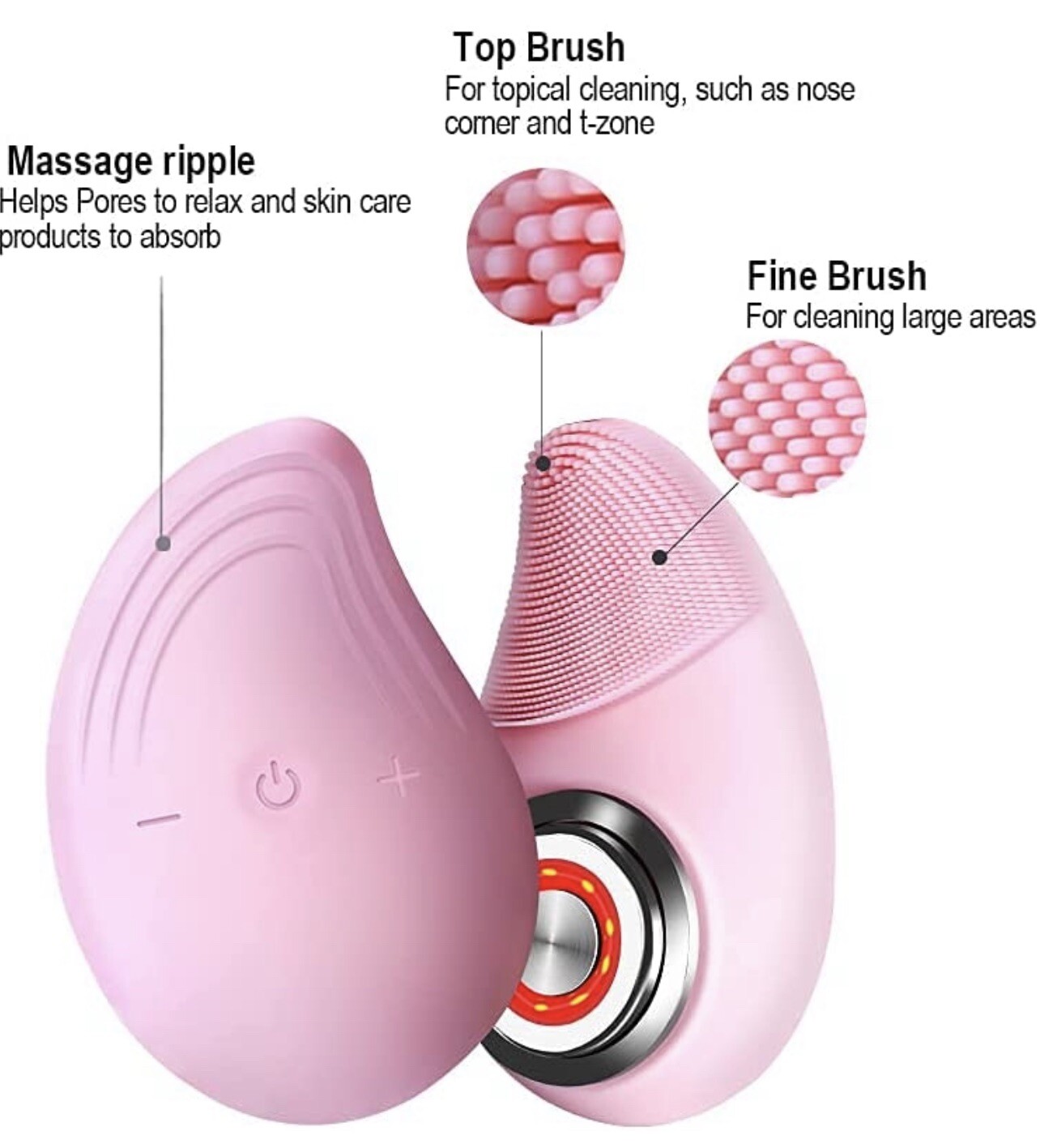 Facial Cleansing Brush Face Massager Electric w/soft silicone waterproof sonic