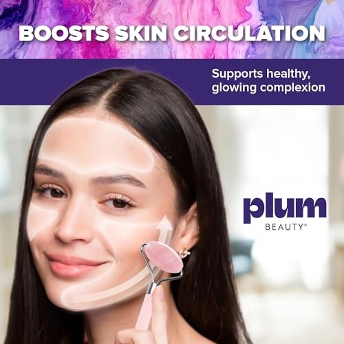 Rose Quartz Face Roller – Gua Sha Facial Tools, Jade Rollers for Face, Skin