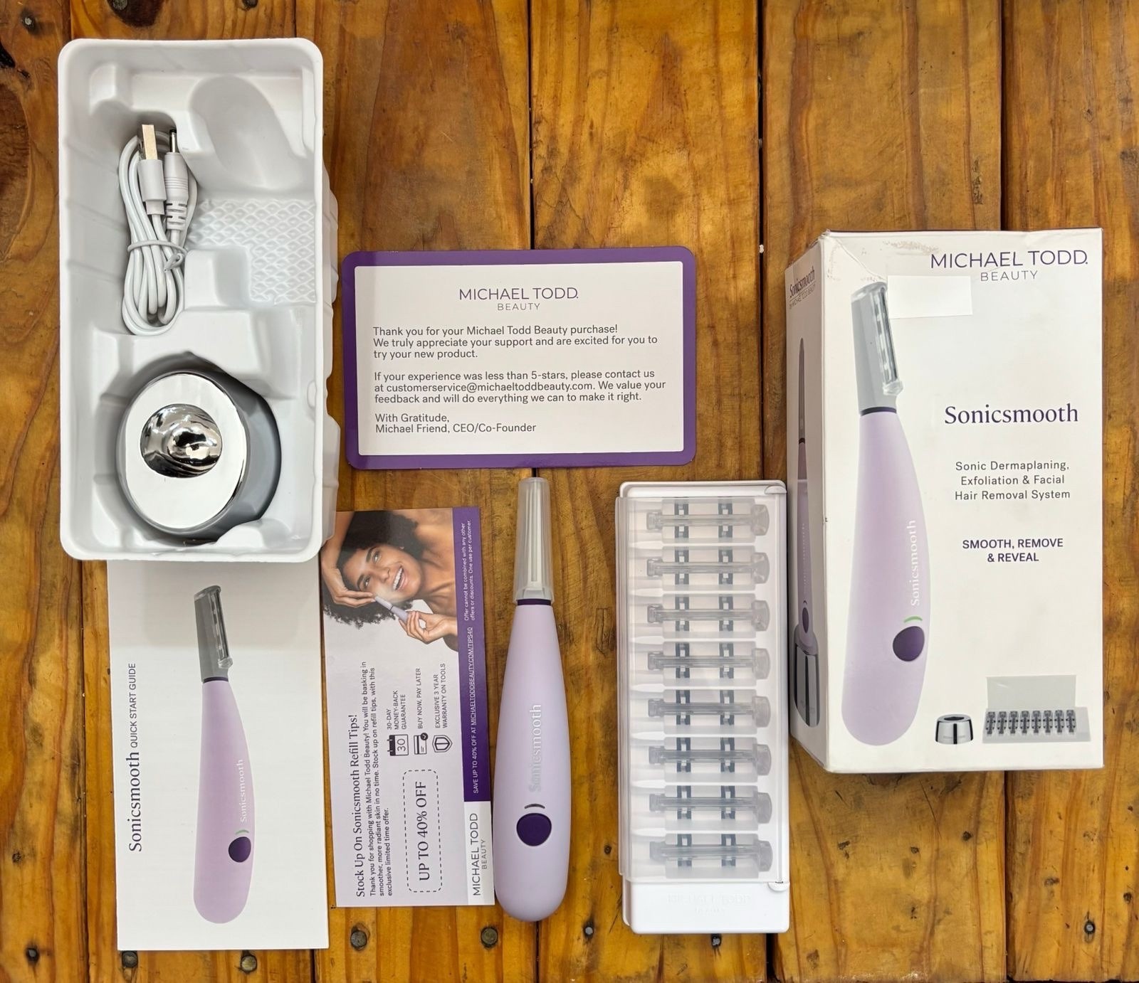 MICHAEL TODD Beauty – Sonicsmooth 2-in-1 Dermaplaning System. NEW OPEN BOX