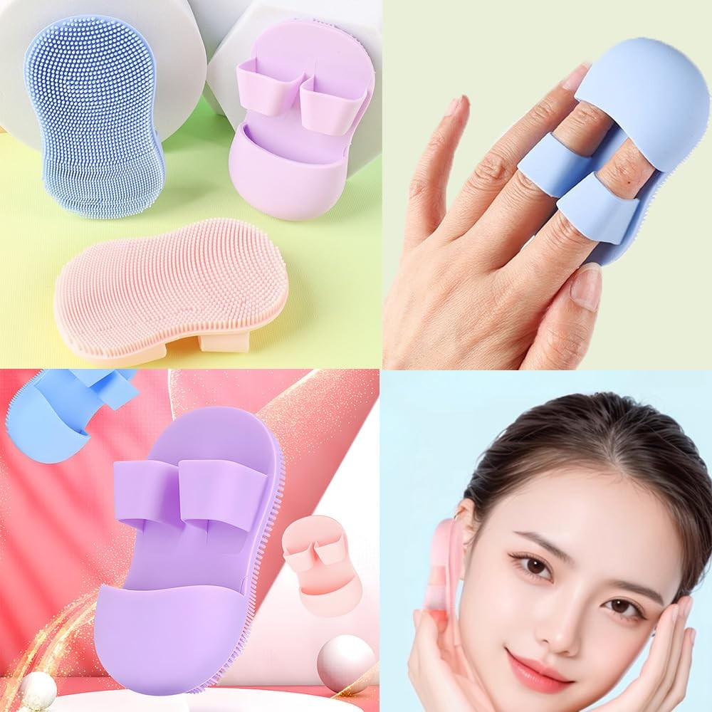 NentMent 6 Pack Face Scrubber Mini Facial Brush Silicone Blue+pink+purple