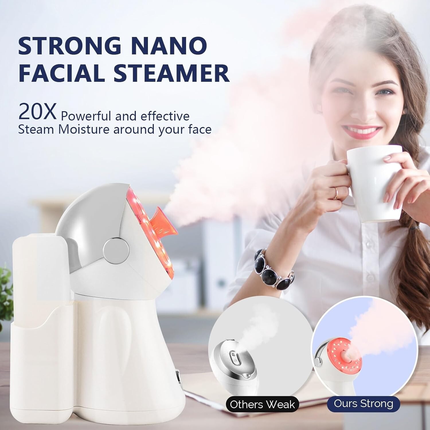 Facial Steamer Hot Mist Humidifier Facial Deep Cleaning Led Nano Iconic 3 In 1