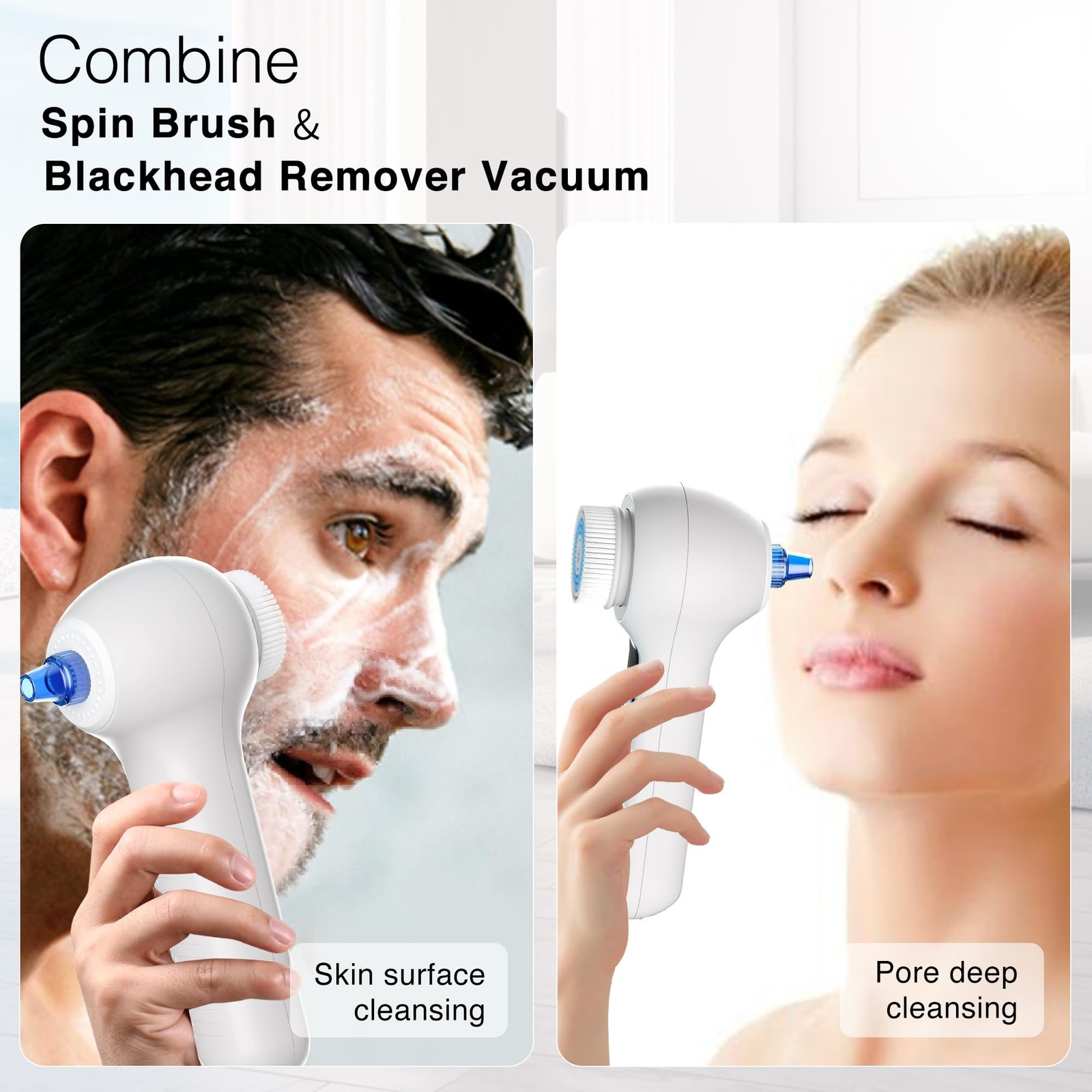 3 in 1 Facial Cleansing Brush & Blackhead Remover, Rechargeable Face Scrubber…