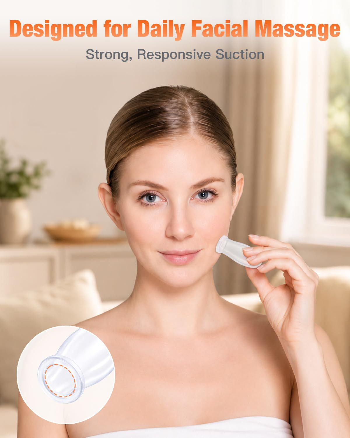Facial Cupping Set for Face, 4 Clear Silicone Facial Cups, Face Cupping Tool wit