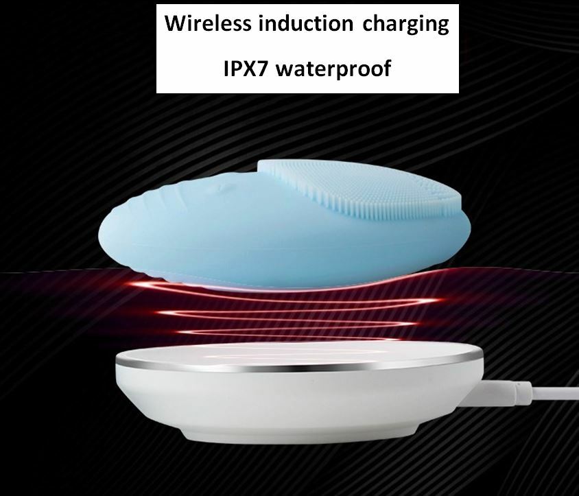 Wireless Electric Face Brush Silicone Waterproof Skin Care Phototherapy Massager