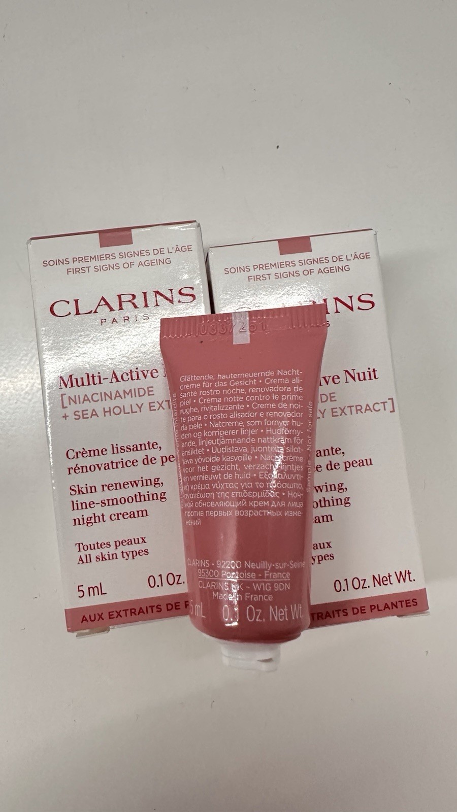 “NEW” 2pcs CLARINS PARIS Multi-Active Nuit Skin line smoothing night cream 5mL