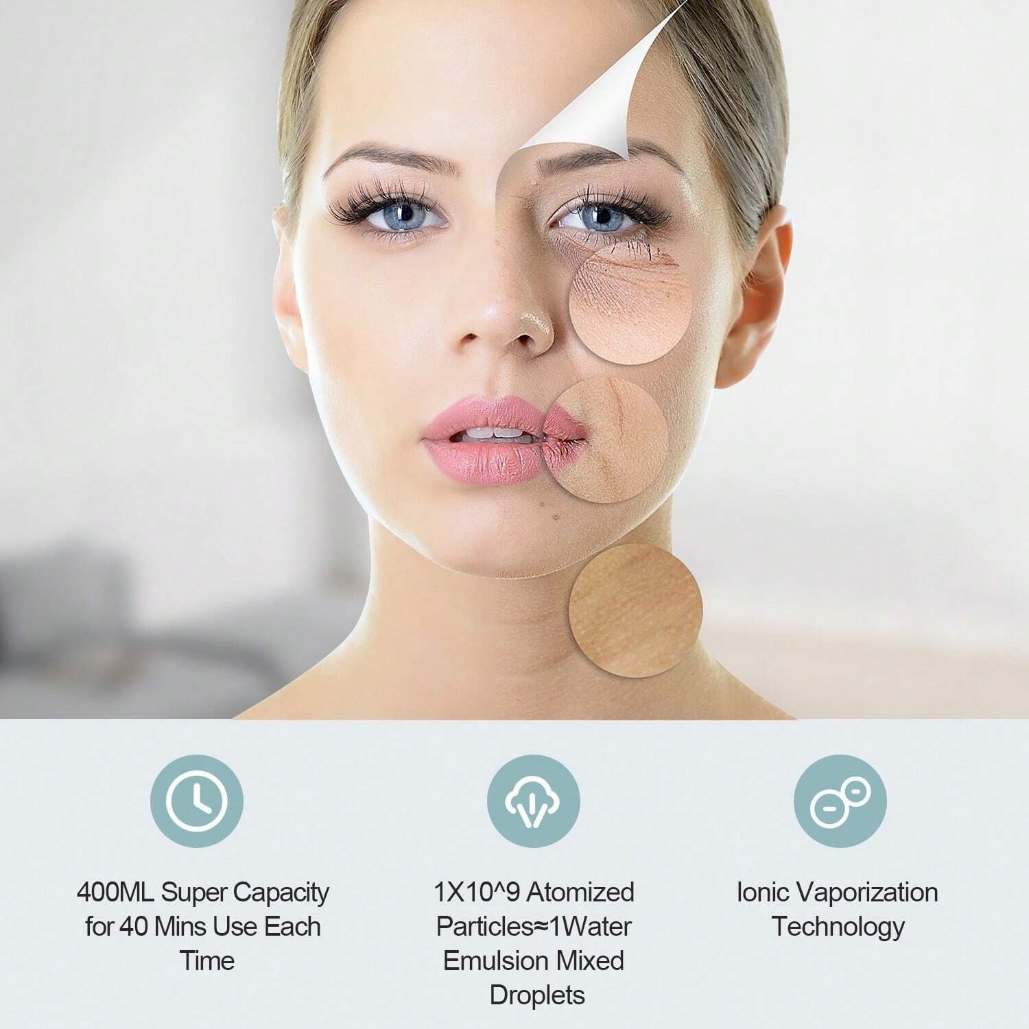 Portable Nano Ionic Facial Steamer with Ozone for Deep Cleaning Home or SalonUse