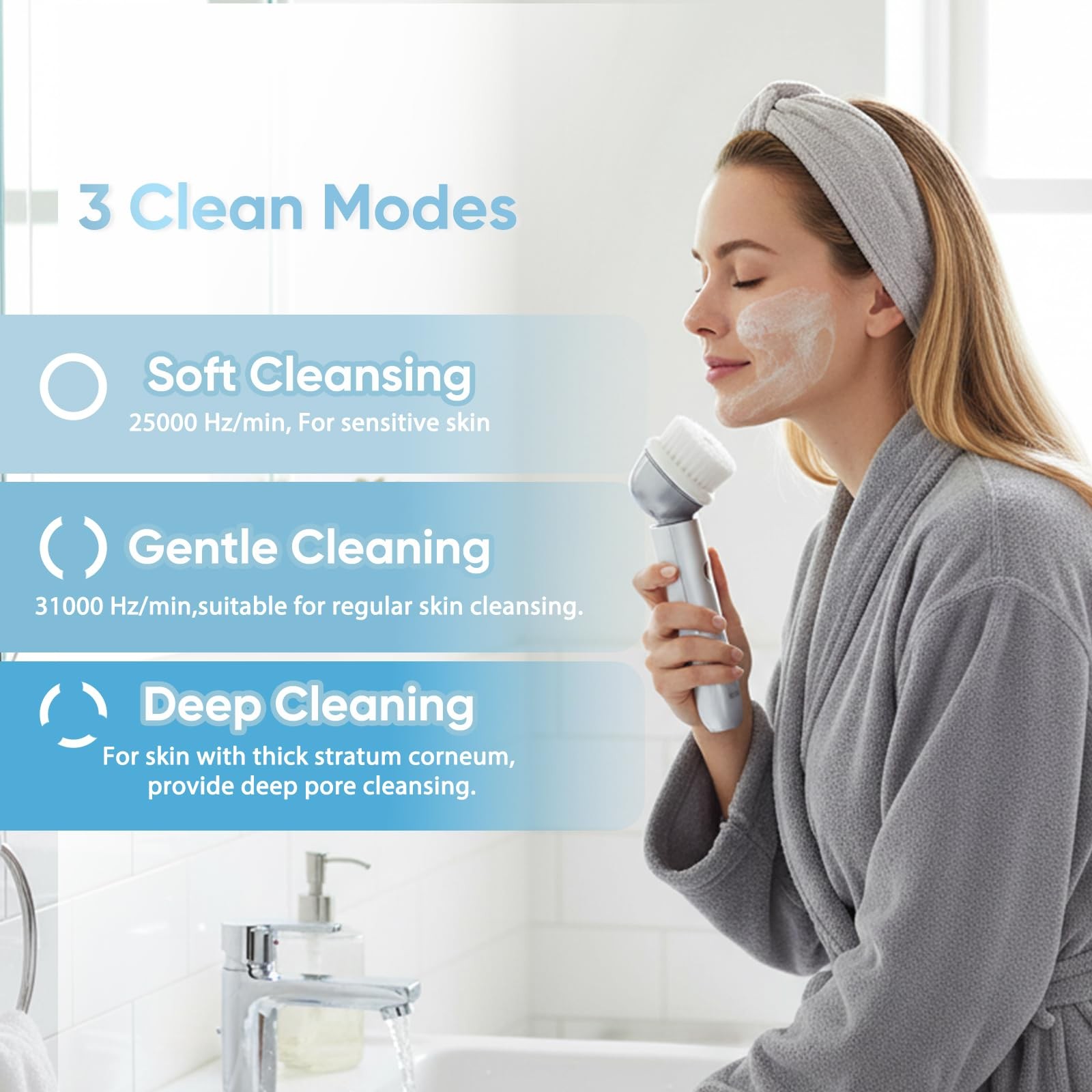 Cleansing Brush, Scrubber with 3 Cleaning Modes, IPX7 Waterproof Brushes for …