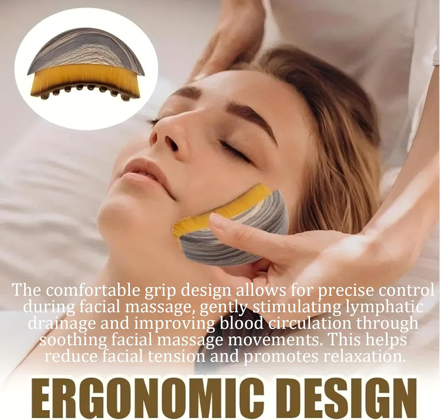 2 PCS Lymphatic Contour Face Brush, Lymphatic Drainage Massager, Ergonomic Face