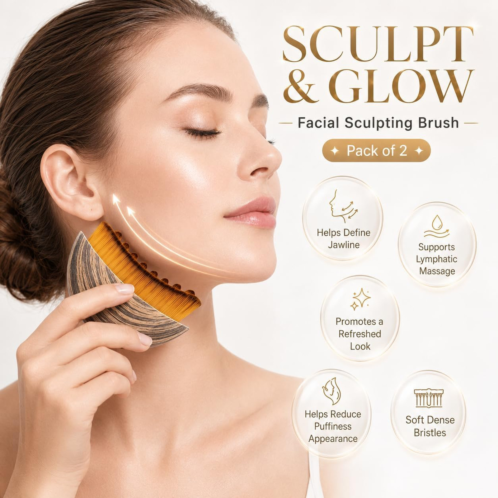 Lymphatic Contour Face Brush, Skin Detox Tool for Facial Sculpting and